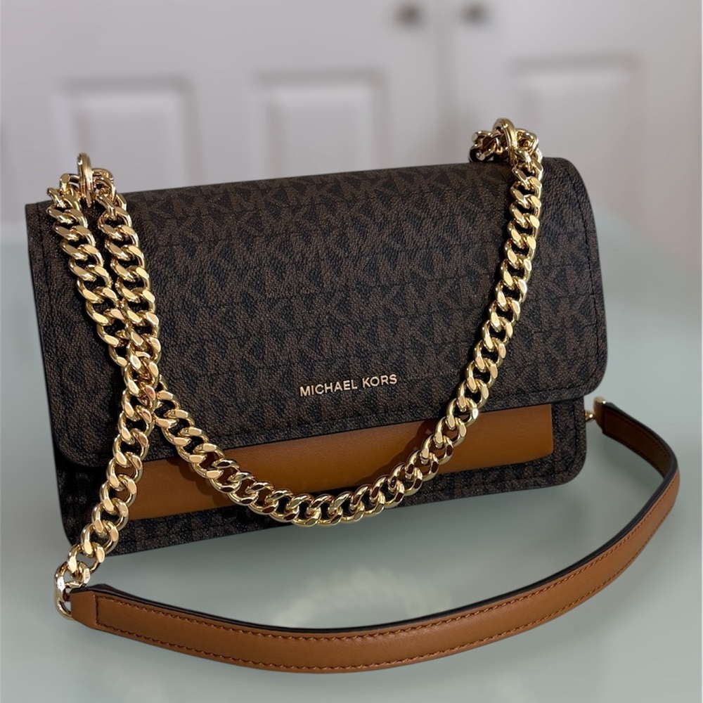 Michael Kors Claire Large Shoulder Bag – Brown/Acorn – NWT